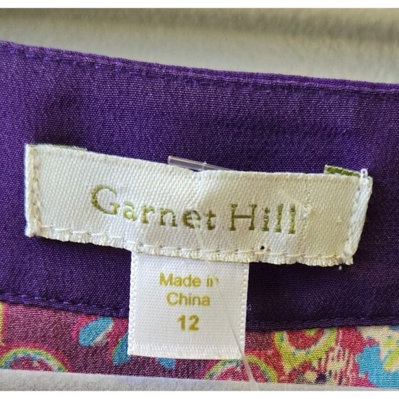 Garnet Hill Womens 12 Dressy Office Career Floral Silk Tunic Babydoll Top V-Neck - Picture 5 of 10